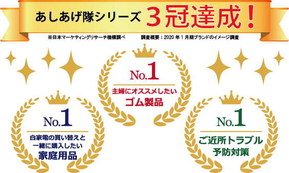 あしあげ隊ゴムマットシリーズが3冠を達成しました！